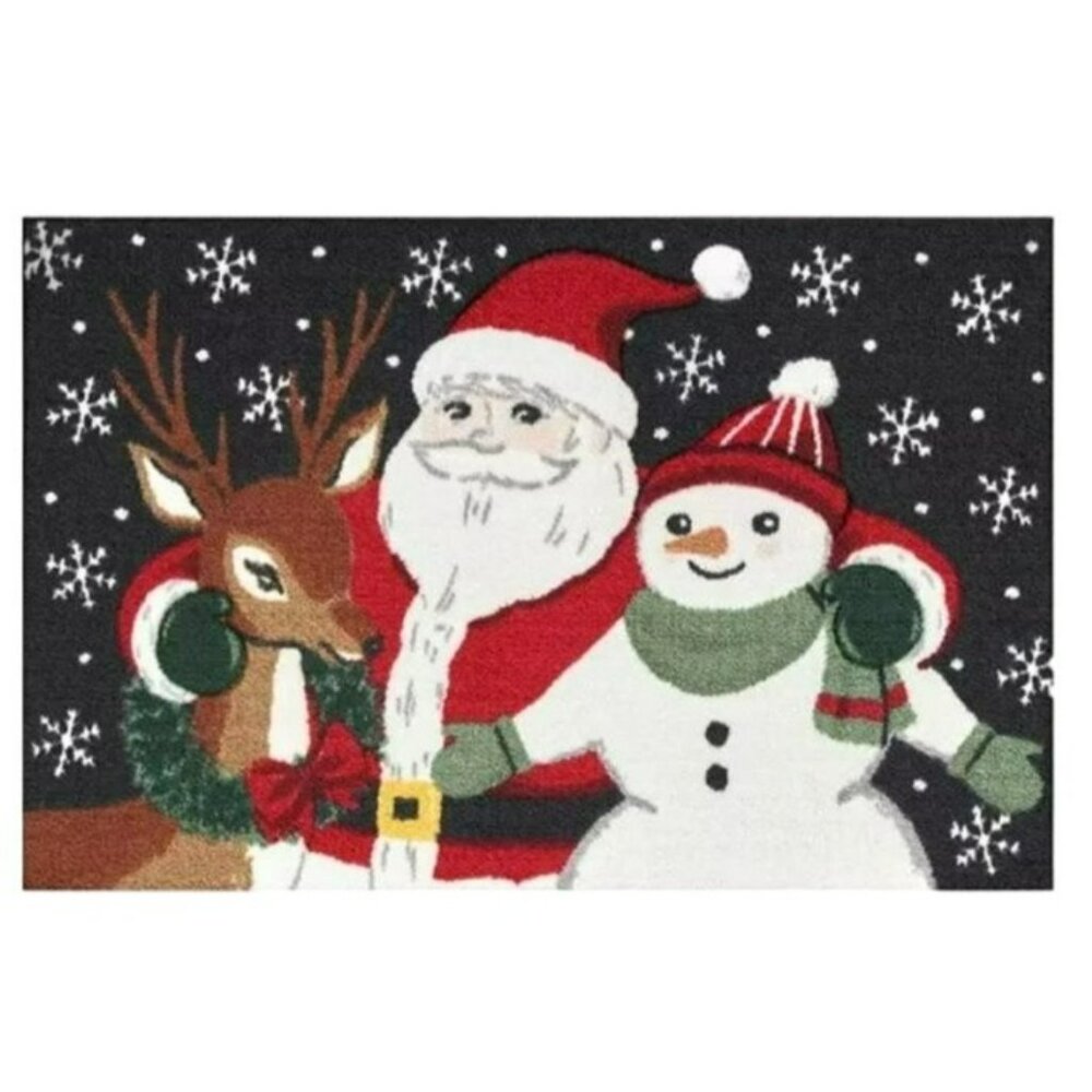 Santa Frosty Reindeer Area Rug Mat 20x30" St. Nicholas Christmas NWT JJ2097